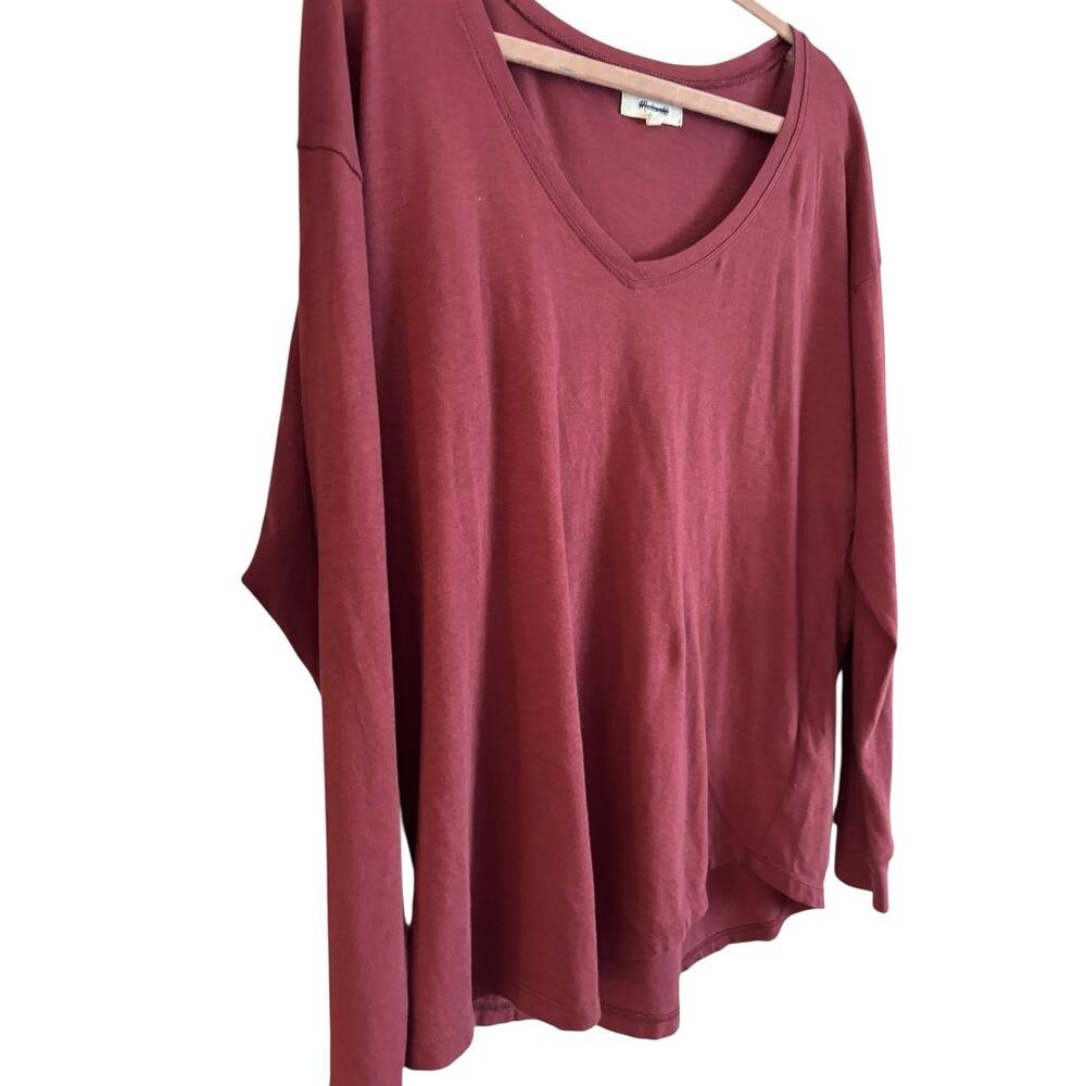 Madewell Women’s Oversized Long Sleeve Top 100% Cotton V Neck Red Size Small - Picture 2 of 7